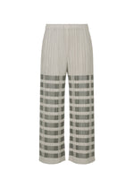 A product shot of the PLEATS PLEASE ISSEY MIYAKE BUMPY BASKET trousers in charcoal.