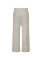 A detail shot of the PLEATS PLEASE ISSEY MIYAKE BUMPY BASKET trousers.