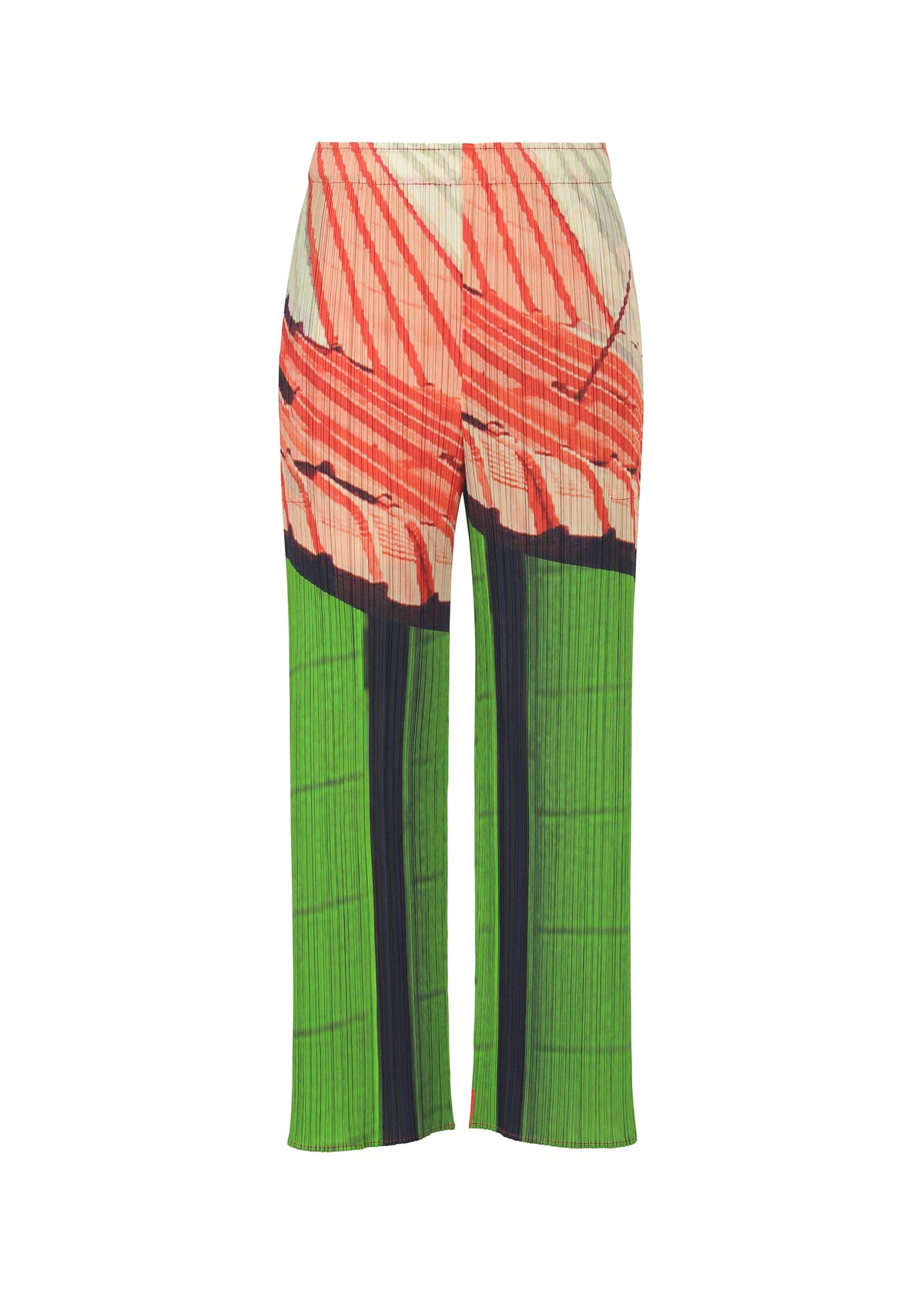 A product shot of the PLEATS PLEASE ISSEY MIYAKE CITY COLLAGE clothing in red x green (08).