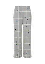 A product shot of the PLEATS PLEASE ISSEY MIYAKE CROSSING DOTS trousers in light grey (10).