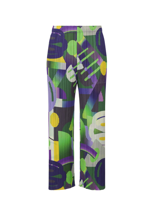A product shot of the PLEATS PLEASE ISSEY MIYAKE PLAYGROUND trousers in purple (81).