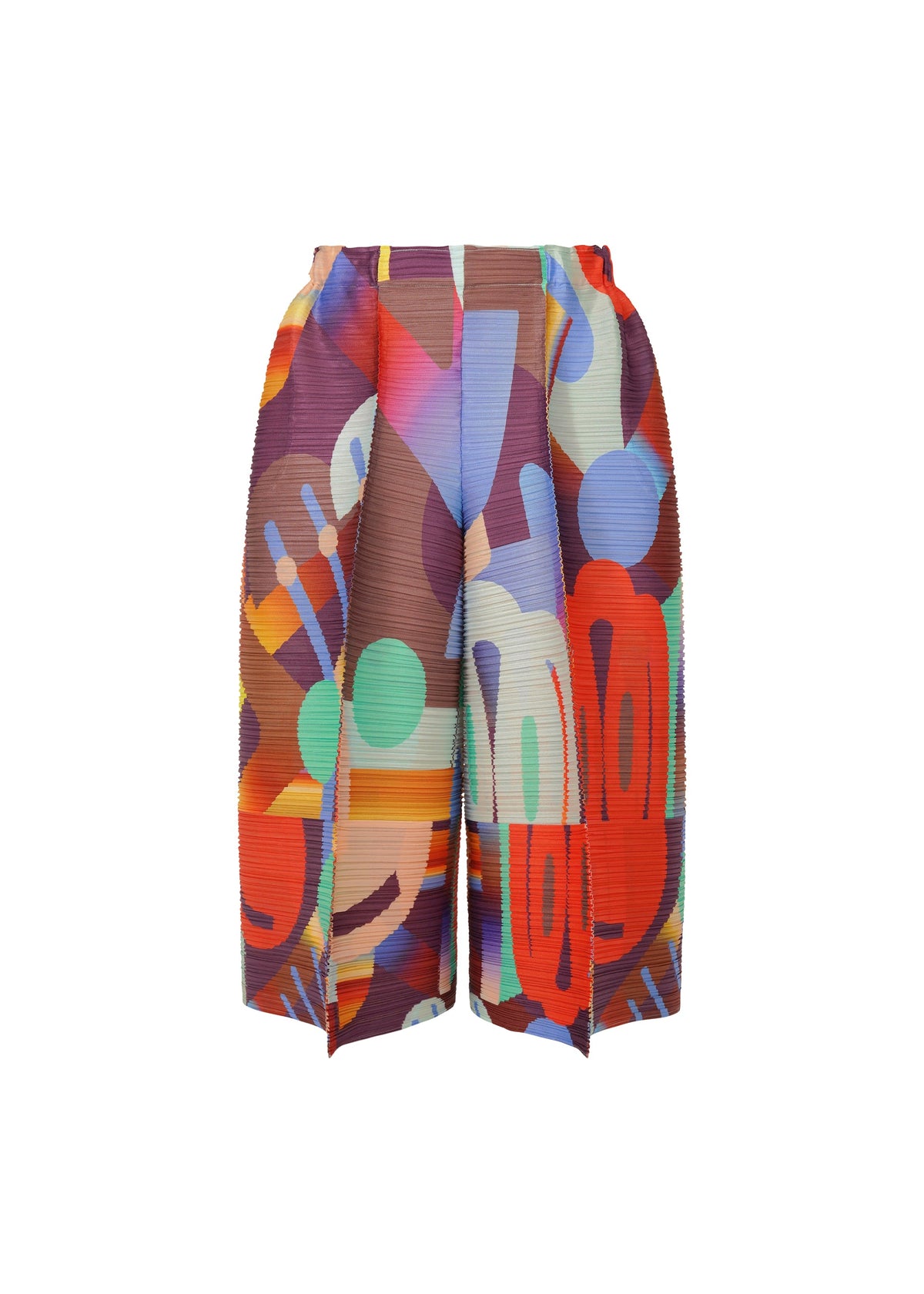 A product shot of the PLEATS PLEASE ISSEY MIYAKE PLAYGROUND trousers in red (24).