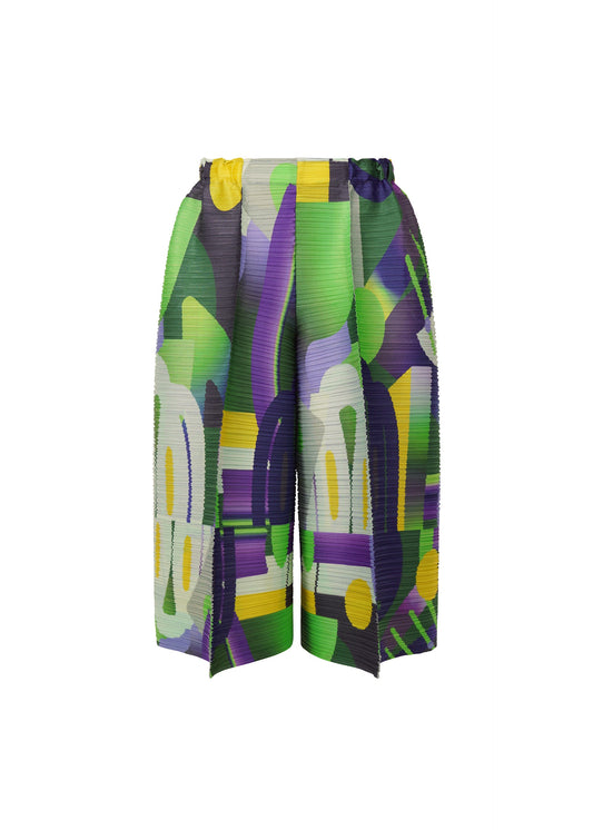 A product shot of the PLEATS PLEASE ISSEY MIYAKE PLAYGROUND trousers in purple (81).