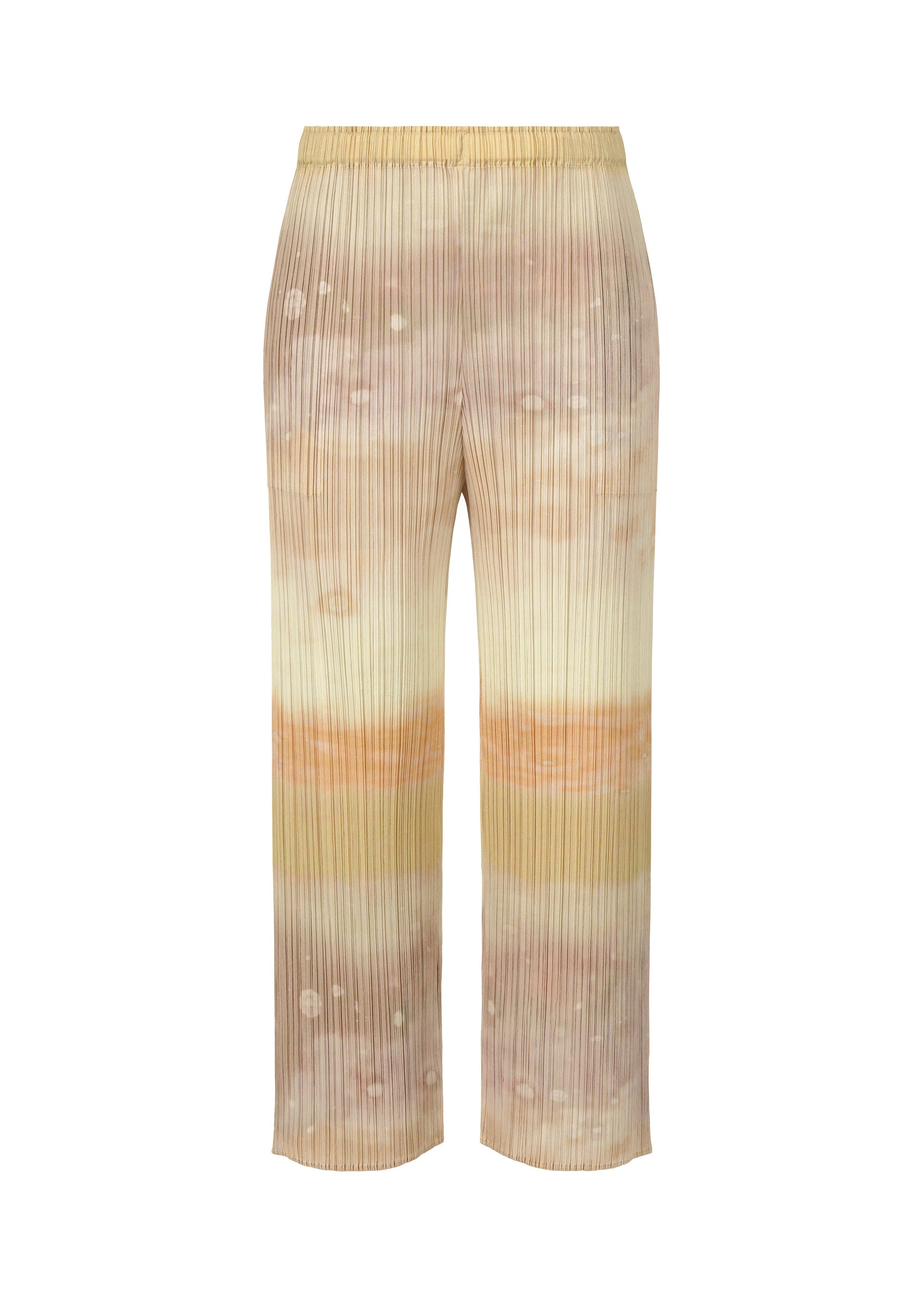 A product shot of the PLEATS PLEASE ISSEY MIYAKE SEA BUBBLE trousers in greige (42).