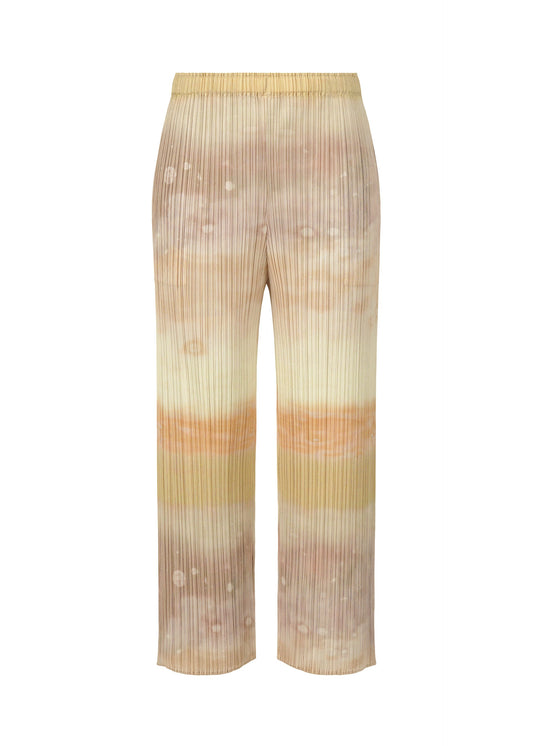 A product shot of the PLEATS PLEASE ISSEY MIYAKE SEA BUBBLE trousers in greige (42).