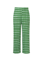 A product shot of the PLEATS PLEASE ISSEY MIYAKE BASKET trousers in green.
