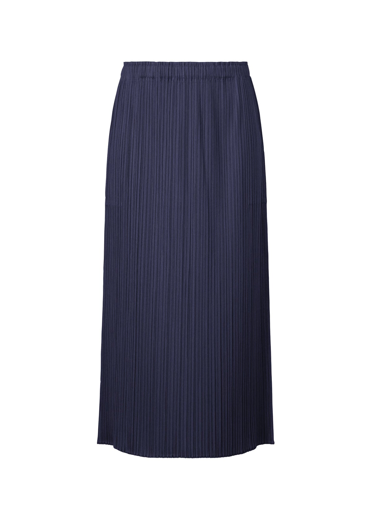 A product shot of the PLEATS PLEASE ISSEY MIYAKE MONTHLY COLORS MAY skirt in navy (75).