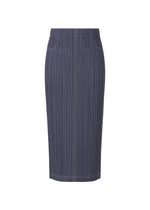 A product shot of the PLEATS PLEASE ISSEY MIYAKE COTTON DENIM skirt in navy (75).