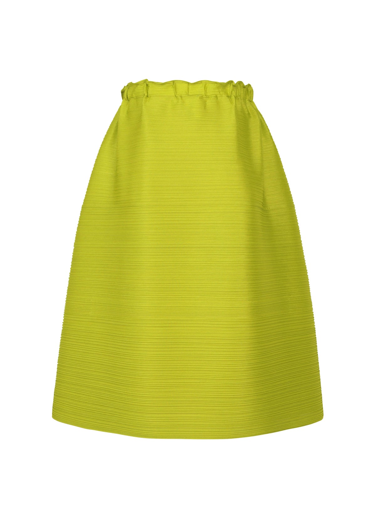 A detail shot of the PLEATS PLEASE ISSEY MIYAKE BOUNCY BASKET skirt.