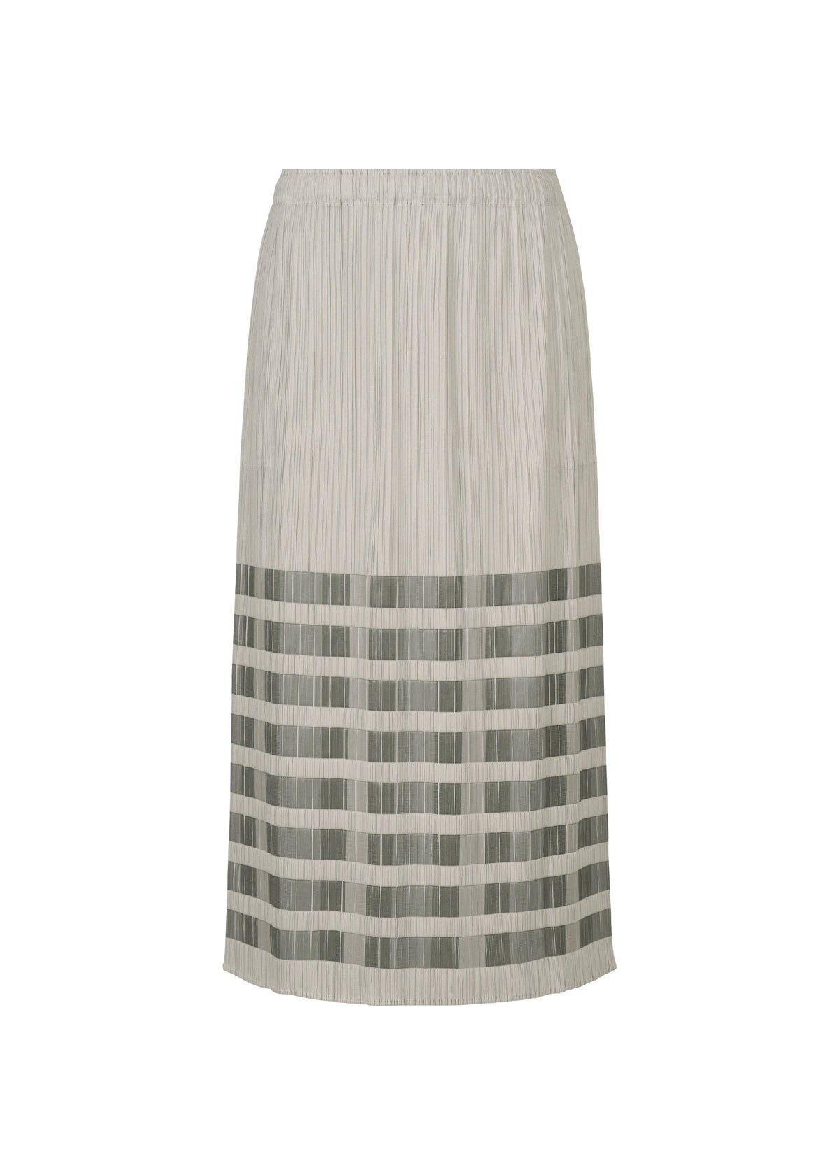 A product shot of the PLEATS PLEASE ISSEY MIYAKE BUMPY BASKET skirt in charcoal.