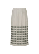 A product shot of the PLEATS PLEASE ISSEY MIYAKE BUMPY BASKET skirt in charcoal.