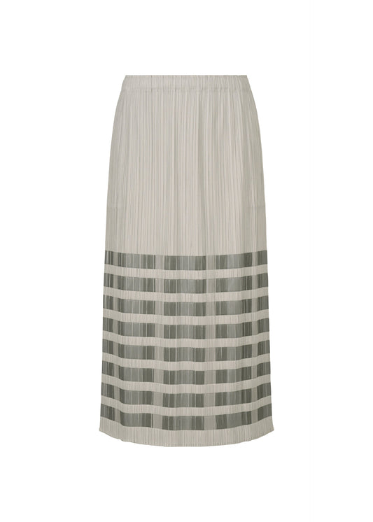 A product shot of the PLEATS PLEASE ISSEY MIYAKE BUMPY BASKET skirt in charcoal.