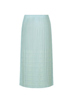 A detail shot of the PLEATS PLEASE ISSEY MIYAKE BUMPY BASKET skirt.
