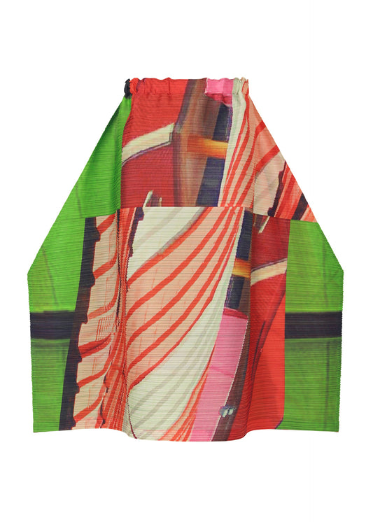 A product shot of the PLEATS PLEASE ISSEY MIYAKE CITY COLLAGE clothing in red x green (08).
