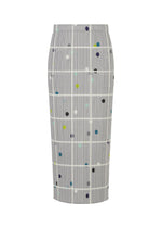 A product shot of the PLEATS PLEASE ISSEY MIYAKE CROSSING DOTS skirt in light grey (10).
