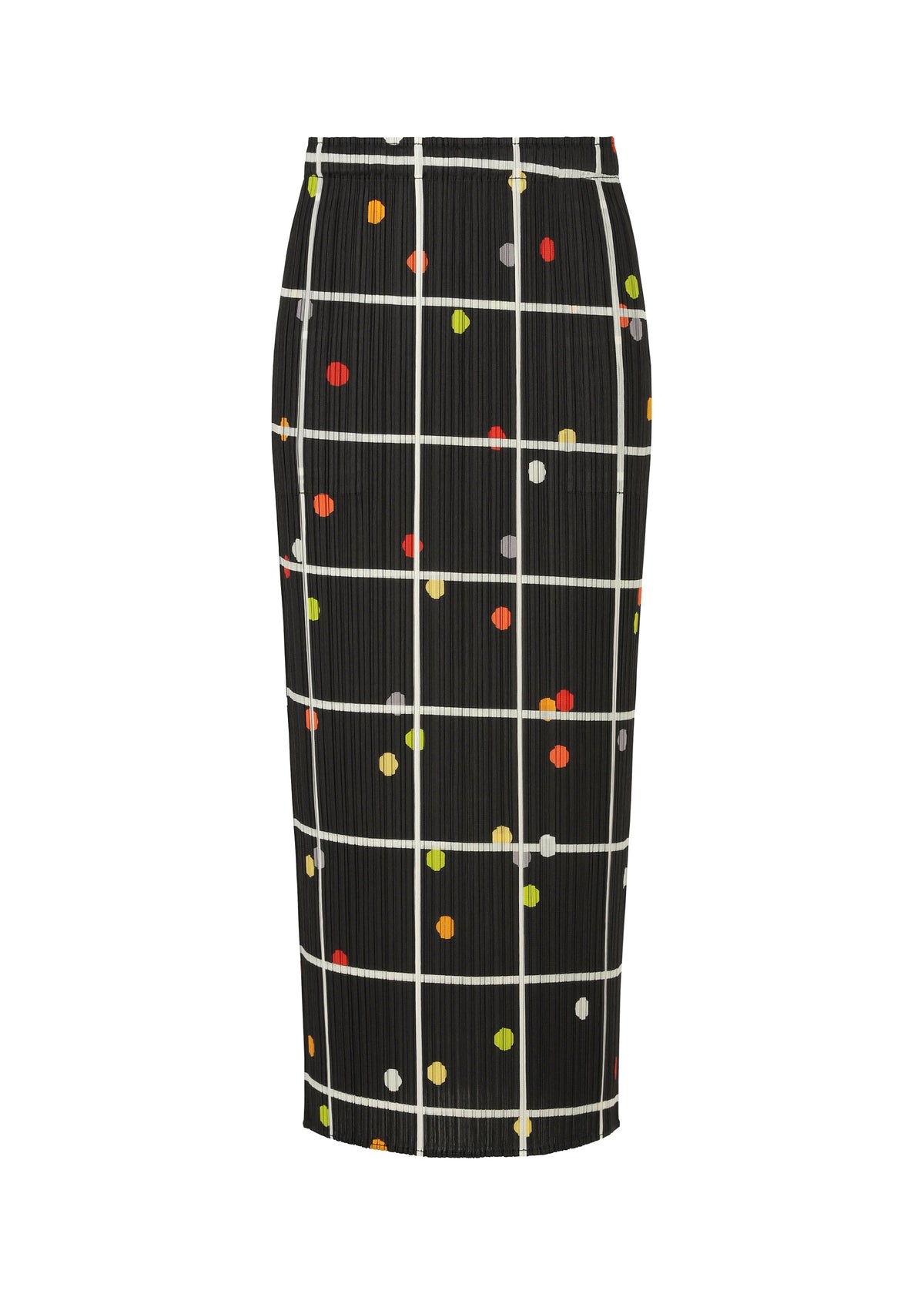 A product shot of the PLEATS PLEASE ISSEY MIYAKE CROSSING DOTS skirt in black (15).