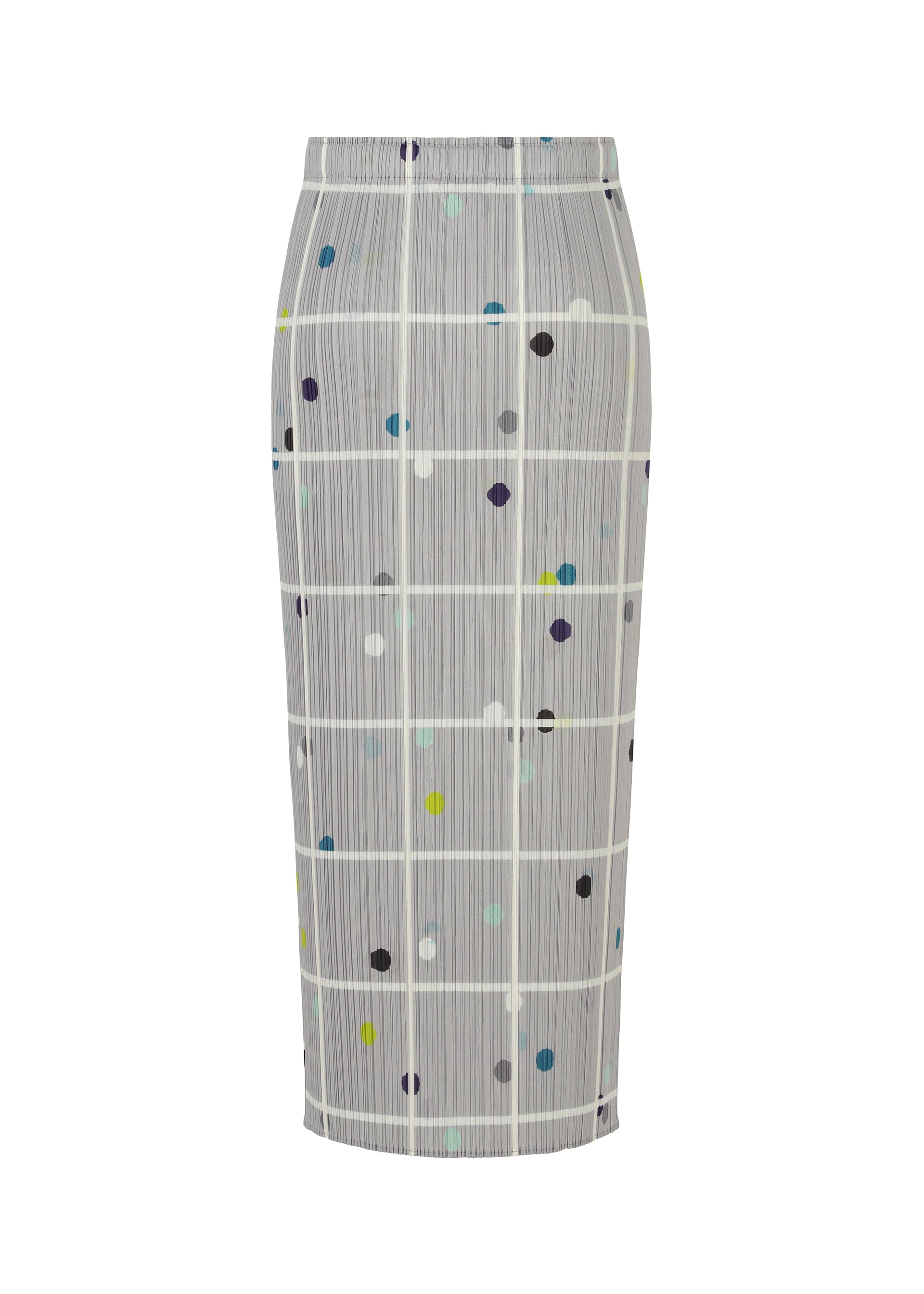 A detail shot of the PLEATS PLEASE ISSEY MIYAKE CROSSING DOTS skirt.