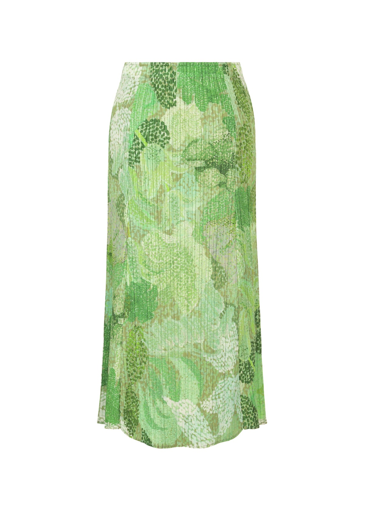 A detail shot of the PLEATS PLEASE ISSEY MIYAKE FOGGY FOREST skirt.