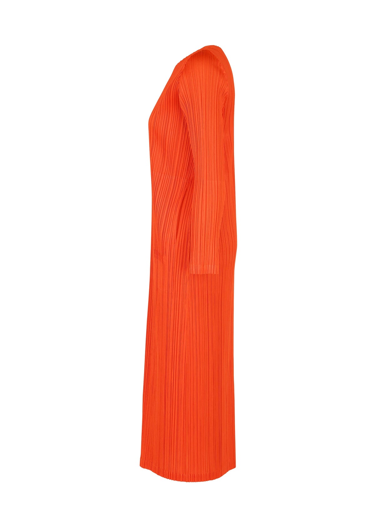 A detail shot of the PLEATS PLEASE ISSEY MIYAKE MONTHLY COLORS FEBRUARY dress.