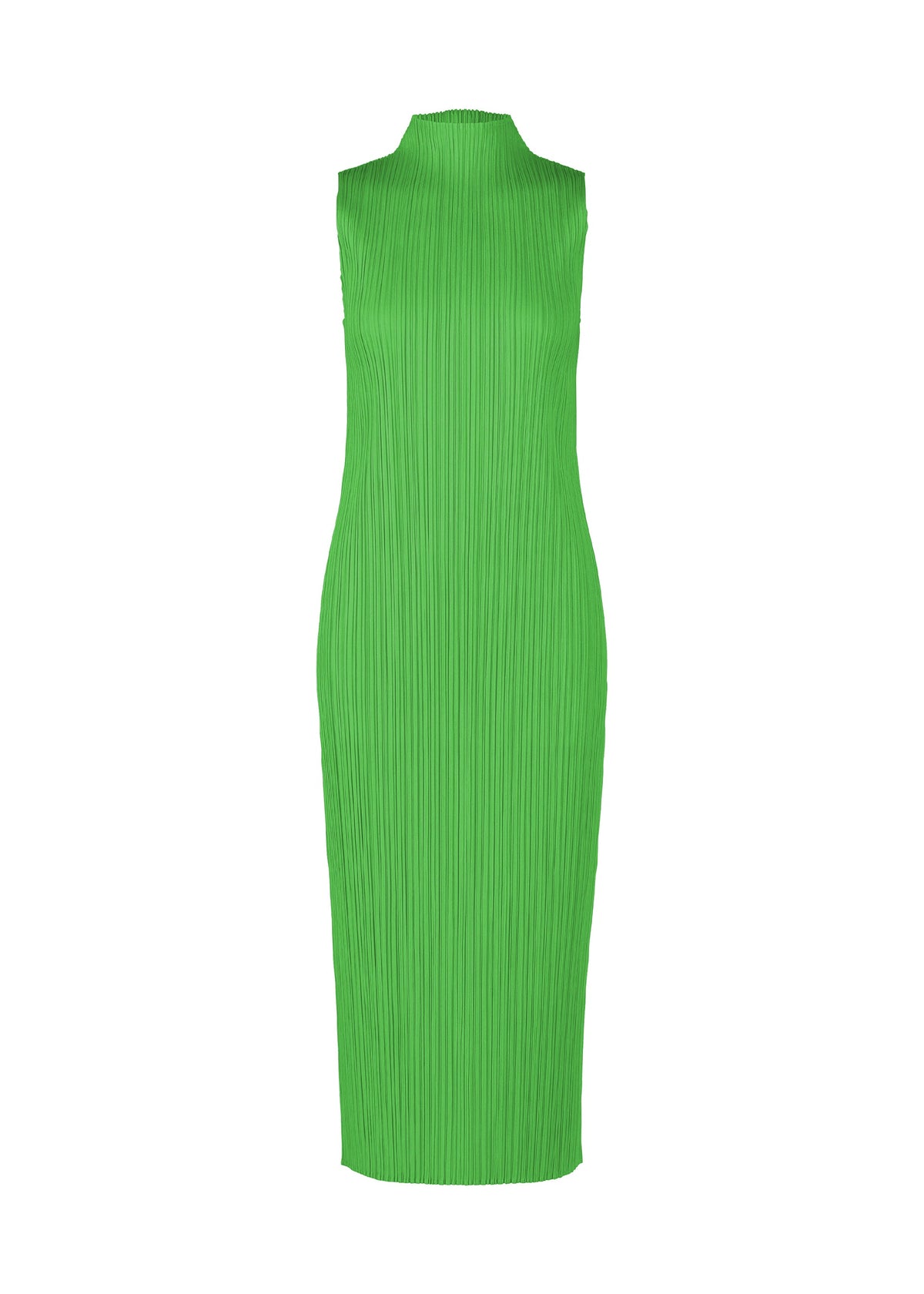 A product shot of the PLEATS PLEASE ISSEY MIYAKE MONTHLY COLORS APRIL dress in green (62).