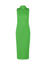 A product shot of the PLEATS PLEASE ISSEY MIYAKE MONTHLY COLORS APRIL dress in green (62).