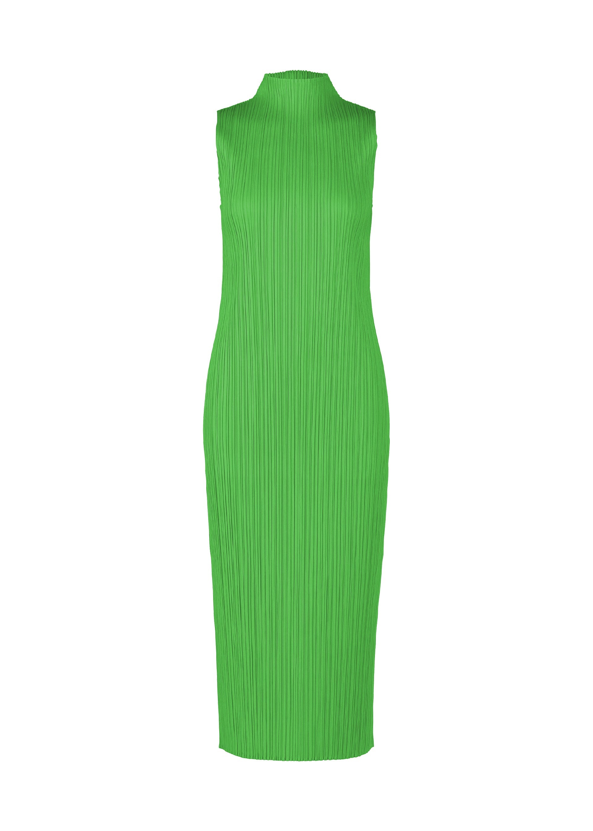 A product shot of the PLEATS PLEASE ISSEY MIYAKE MONTHLY COLORS APRIL dress in green (62).