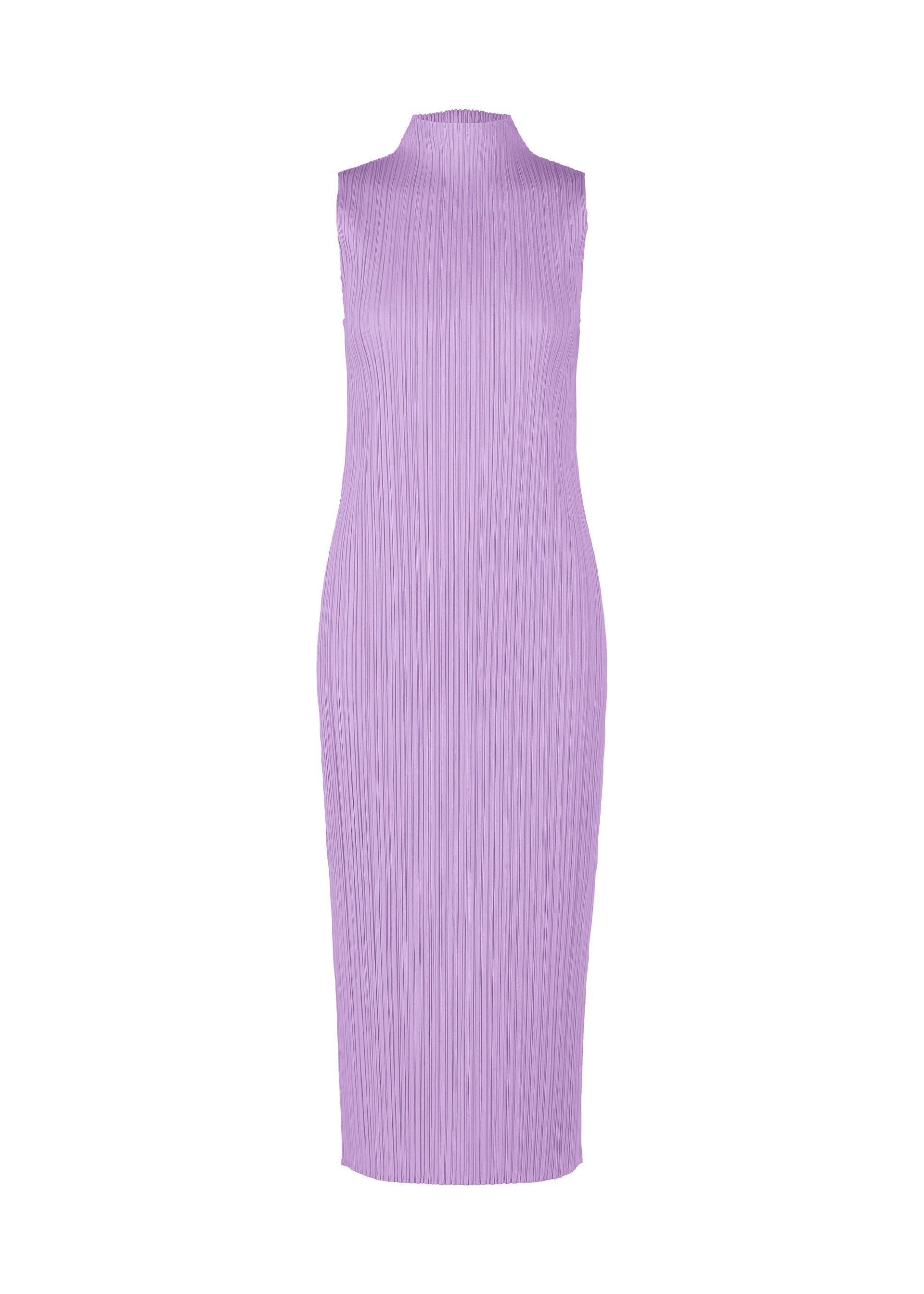 A product shot of the PLEATS PLEASE ISSEY MIYAKE MONTHLY COLORS APRIL dress in light purple (80).