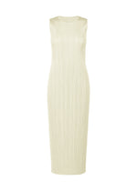 A product shot of the PLEATS PLEASE ISSEY MIYAKE MONTHLY COLORS MAY dress in ivory (03).
