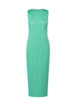 A product shot of the PLEATS PLEASE ISSEY MIYAKE MONTHLY COLORS MAY dress in turquoise green (66).