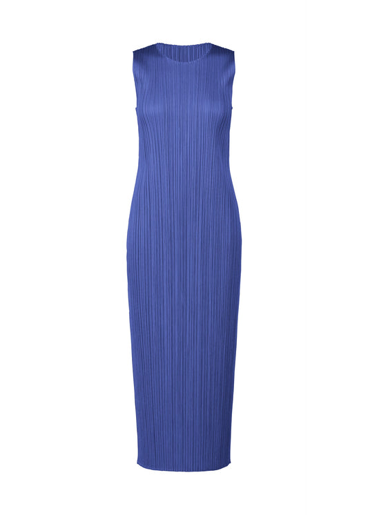A product shot of the PLEATS PLEASE ISSEY MIYAKE MONTHLY COLORS MAY dress in blue (72).