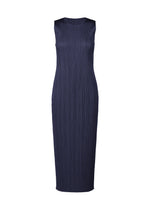 A product shot of the PLEATS PLEASE ISSEY MIYAKE MONTHLY COLORS MAY dress in navy (75).