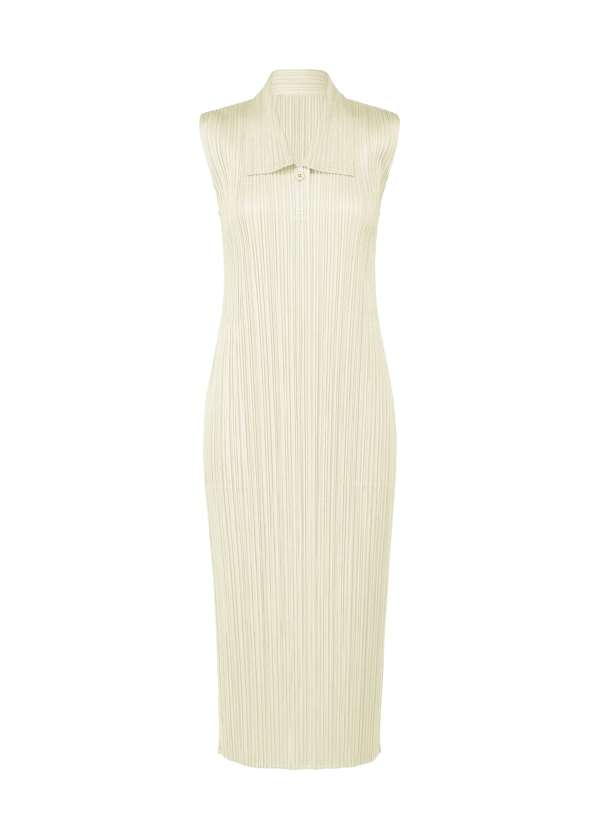 A product shot of the PLEATS PLEASE ISSEY MIYAKE MONTHLY COLORS MAY dress in ivory (03).