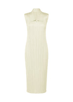 A product shot of the PLEATS PLEASE ISSEY MIYAKE MONTHLY COLORS MAY dress in ivory (03).