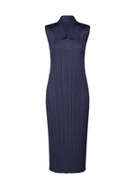 A product shot of the PLEATS PLEASE ISSEY MIYAKE MONTHLY COLORS MAY dress in navy (75).