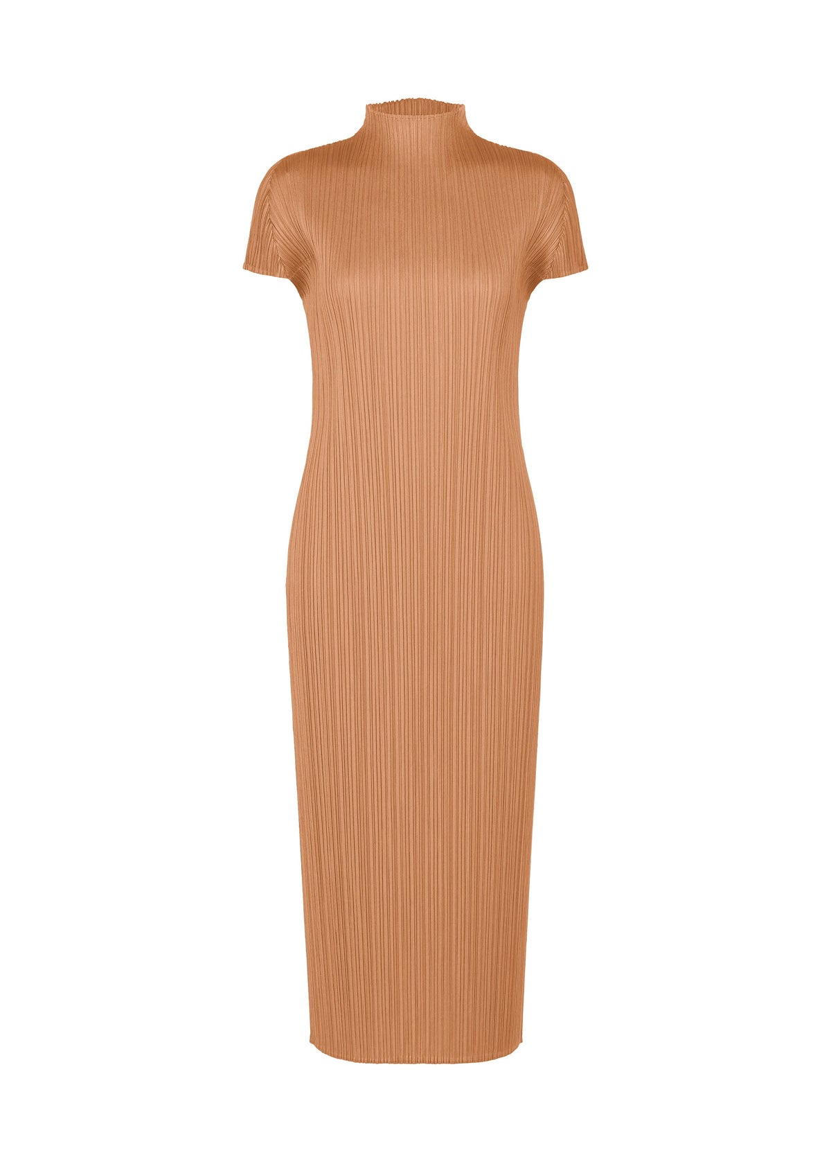 A product shot of the PLEATS PLEASE ISSEY MIYAKE MONTHLY COLORS : JUNE dress in pink beige.