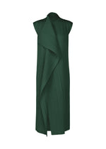 A product shot of the PLEATS PLEASE ISSEY MIYAKE RAMIE PLEATS dress in dark green (67).