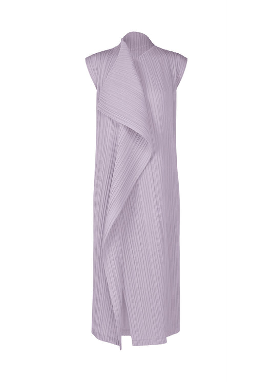 A product shot of the PLEATS PLEASE ISSEY MIYAKE RAMIE PLEATS dress in light purple (80).