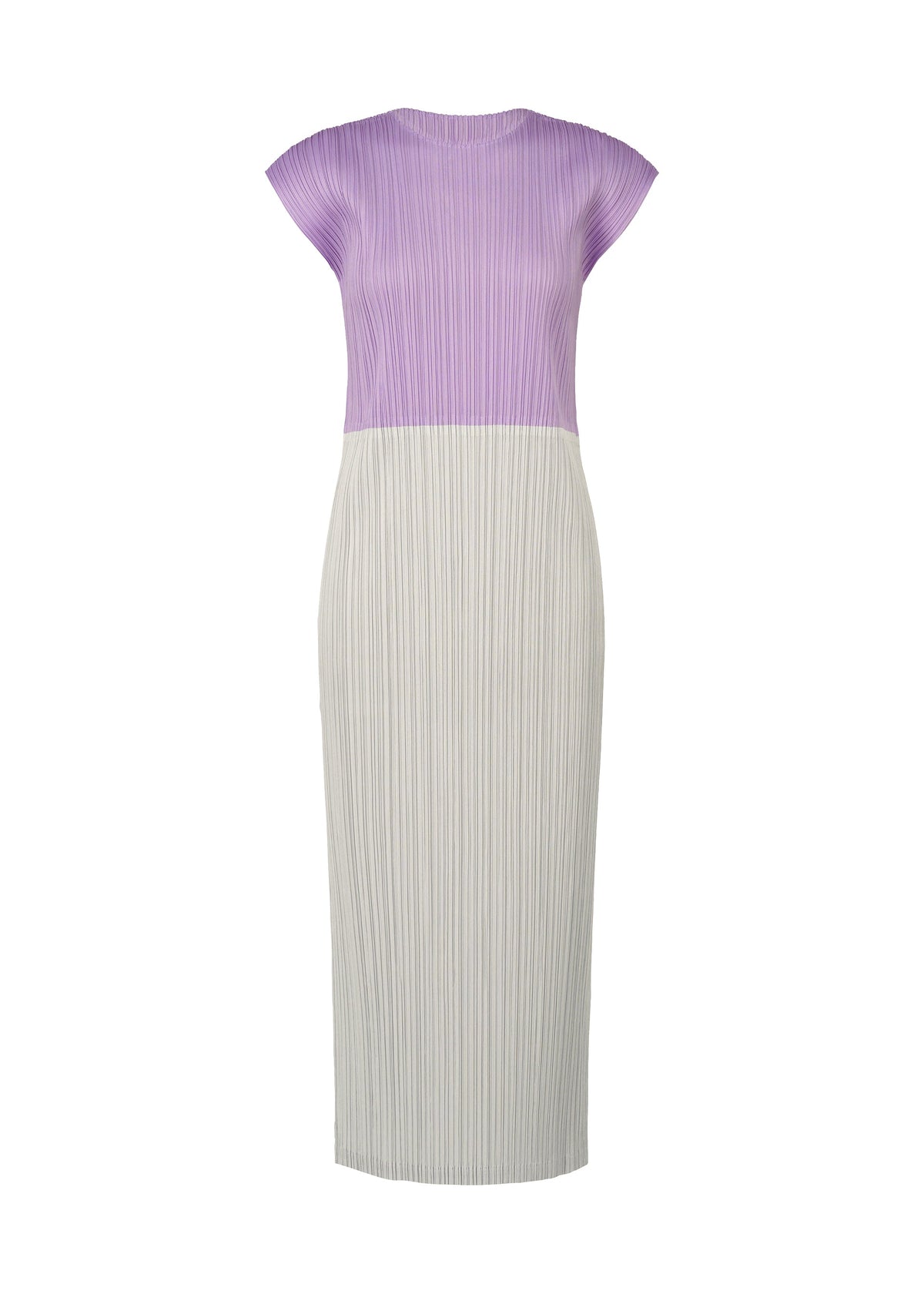A product shot of the PLEATS PLEASE ISSEY MIYAKE SWING dress in light purple (80).