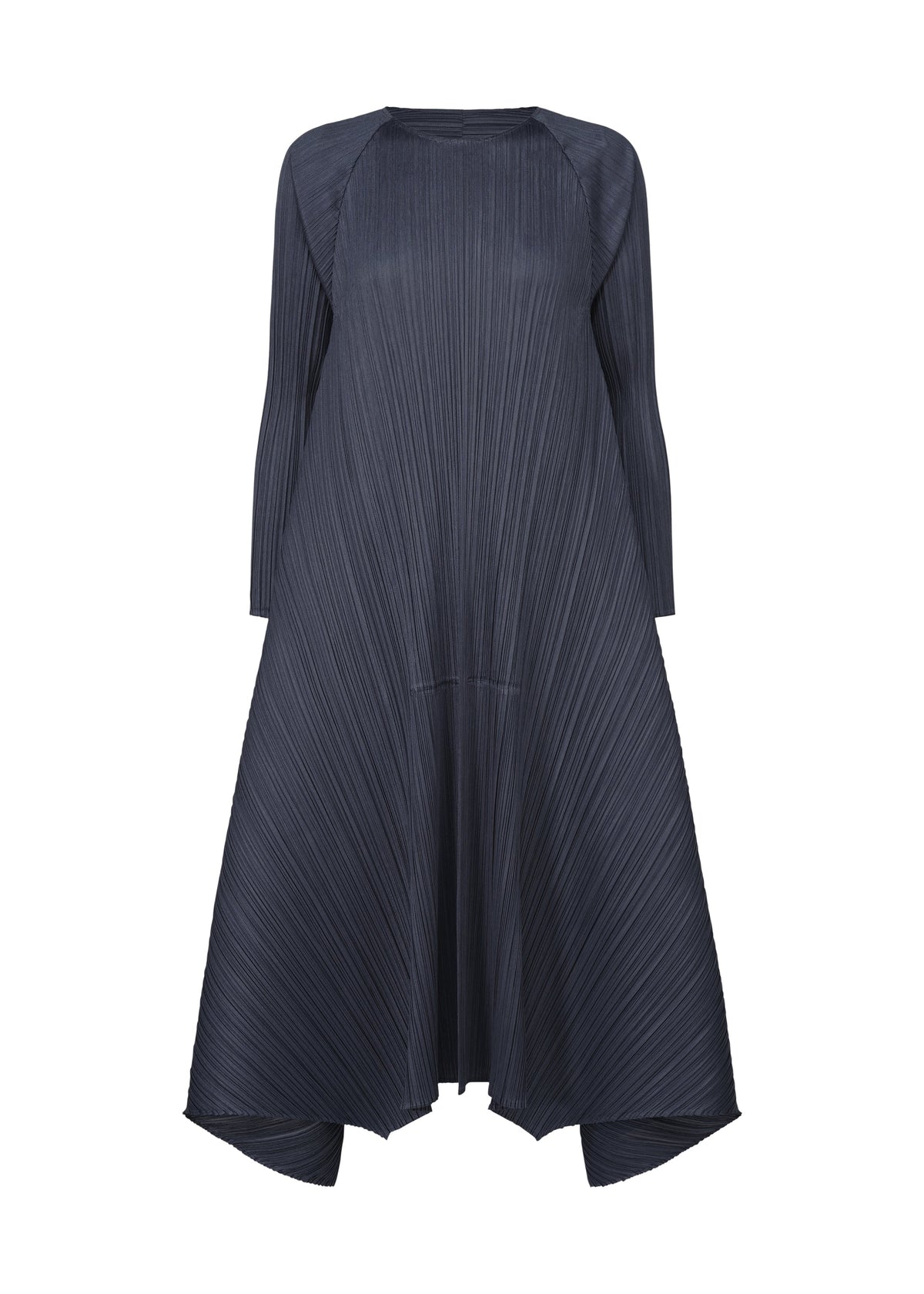 A product shot of the PLEATS PLEASE ISSEY MIYAKE CITY FRAME dress in dark navy (78).