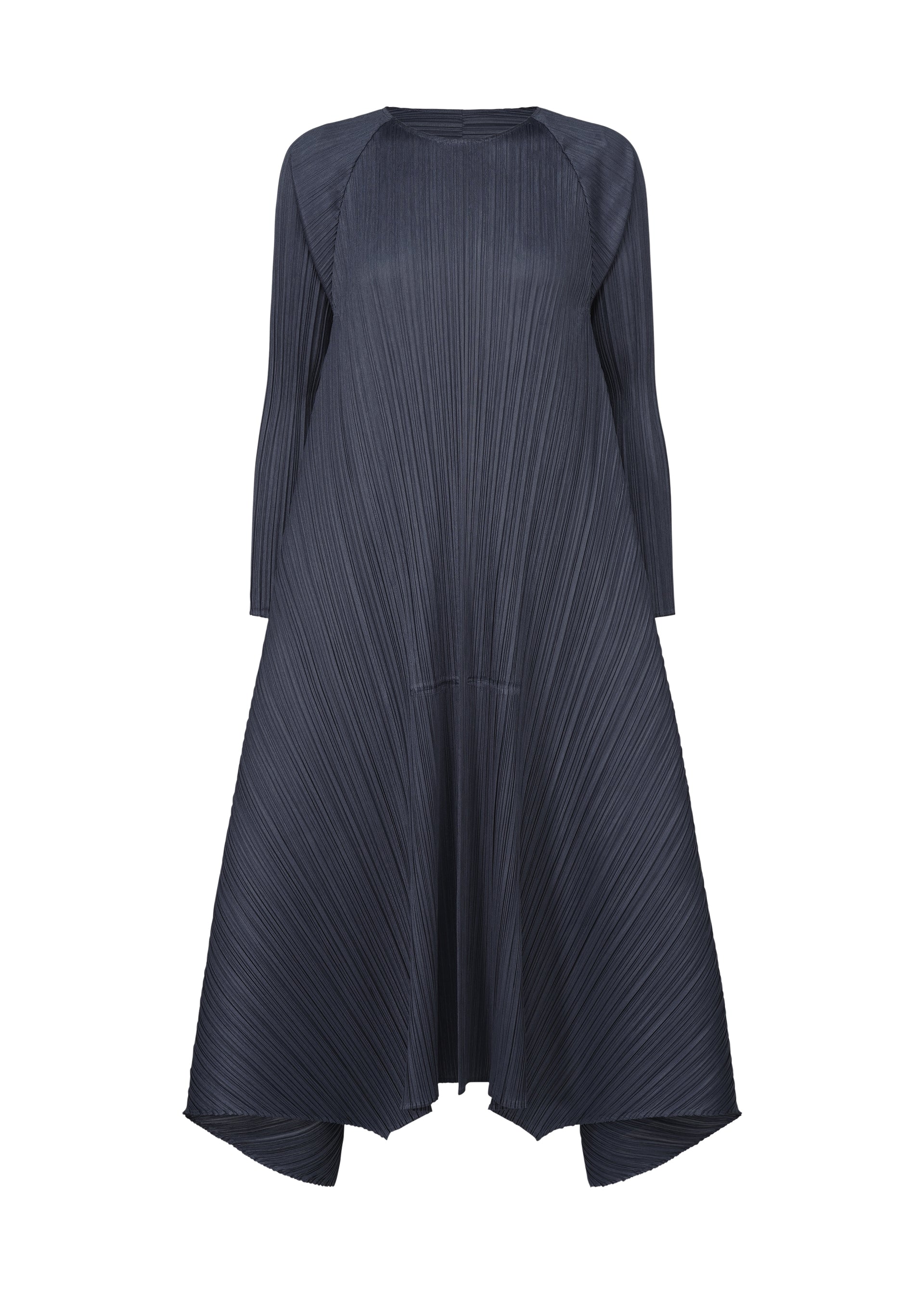 A product shot of the PLEATS PLEASE ISSEY MIYAKE CITY FRAME dress in dark navy (78).