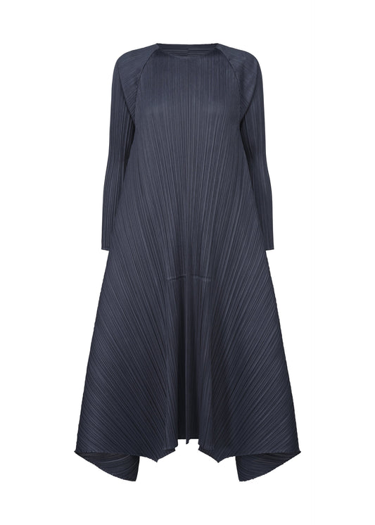 A product shot of the PLEATS PLEASE ISSEY MIYAKE CITY FRAME dress in dark navy (78).