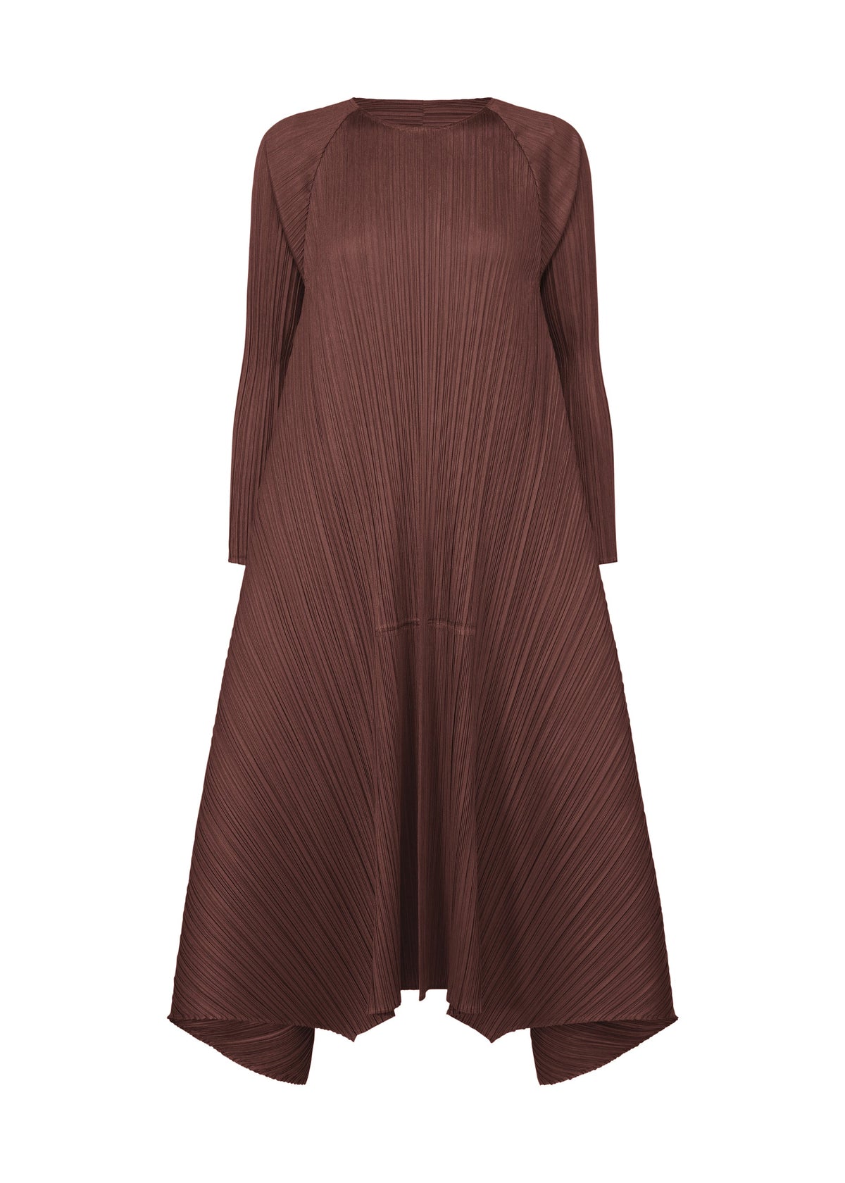 A product shot of the PLEATS PLEASE ISSEY MIYAKE CITY FRAME dress in bordeaux (84).