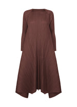 A product shot of the PLEATS PLEASE ISSEY MIYAKE CITY FRAME dress in bordeaux (84).