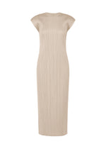 A product shot of the PLEATS PLEASE ISSEY MIYAKE SWING SOLID dress in greige (42).