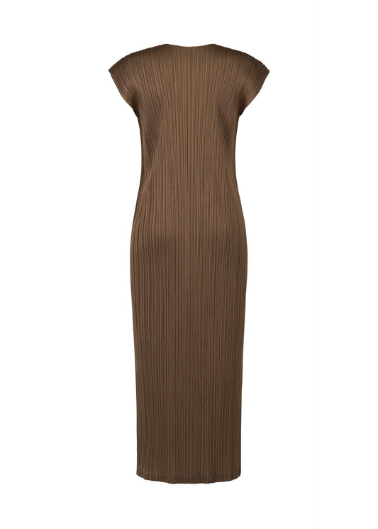 A detail shot of the PLEATS PLEASE ISSEY MIYAKE SWING SOLID dress.