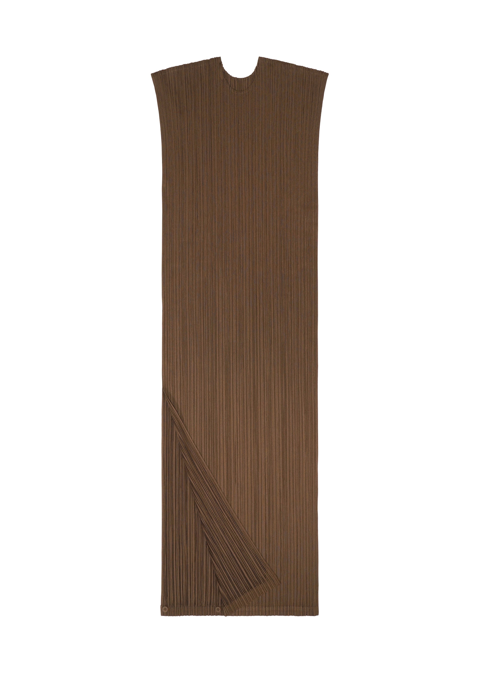 A detail shot of the PLEATS PLEASE ISSEY MIYAKE SWING SOLID dress.