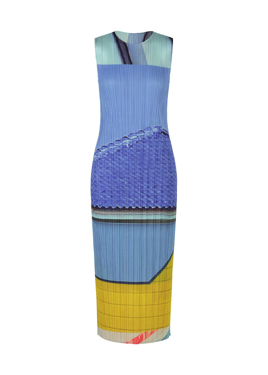 A product shot of the PLEATS PLEASE ISSEY MIYAKE CITY COLLAGE clothing in blue x yellow (07).