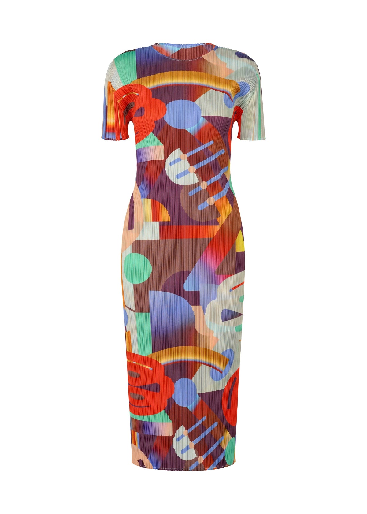 A product shot of the PLEATS PLEASE ISSEY MIYAKE PLAYGROUND dress in red (24).
