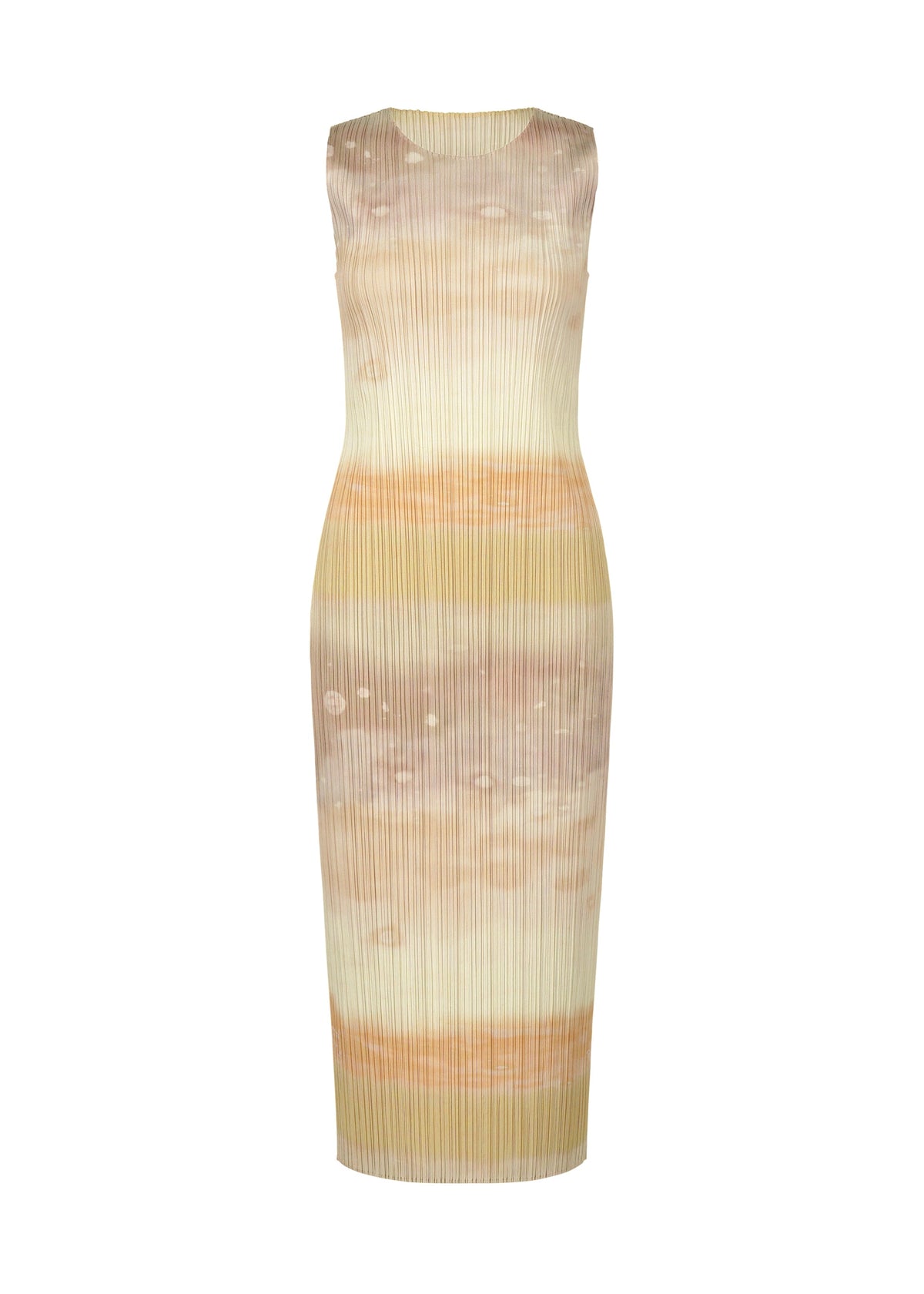 A product shot of the PLEATS PLEASE ISSEY MIYAKE SEA BUBBLE dress in greige (42).