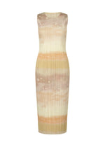 A product shot of the PLEATS PLEASE ISSEY MIYAKE SEA BUBBLE dress in greige (42).